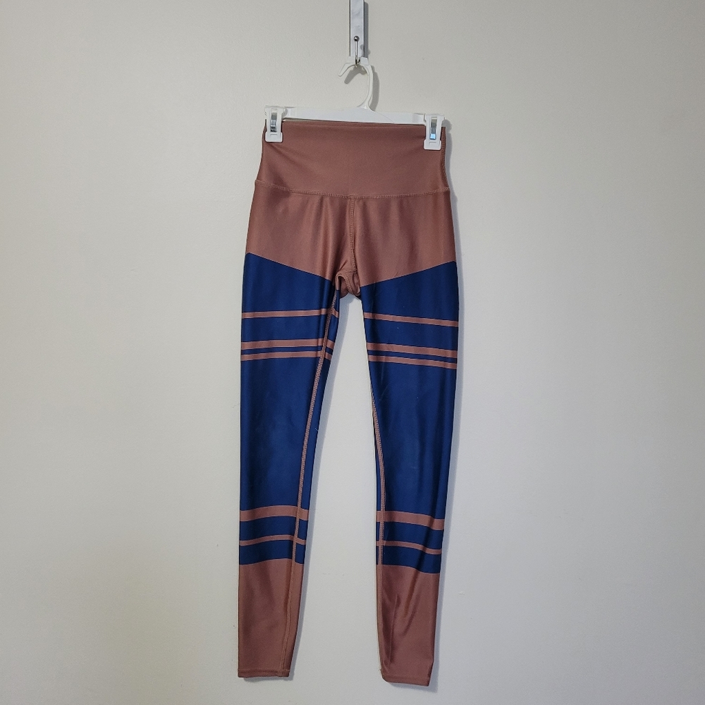 #3 Alo high rise blue orange gold striped athletic workout leggings